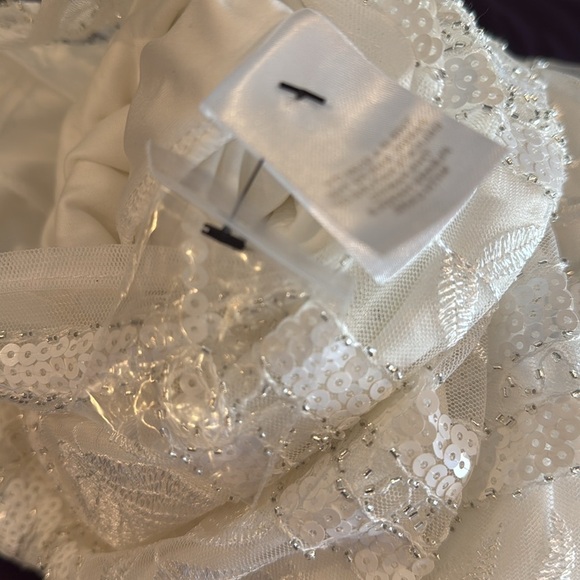 NWOT  Tell Me Everything White Beaded Sequin Wide-Leg Jumpsuit - Picture 6 of 7